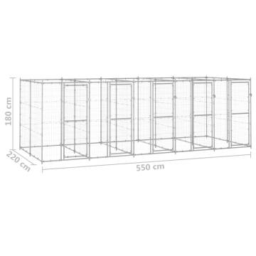 Outdoor Dog Kennel | Galvanised Steel 12.1 m² | Hipomarket