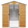 Garden Shed Light Brown - 191x555 cm Galvanised Steel | HiPoMarket