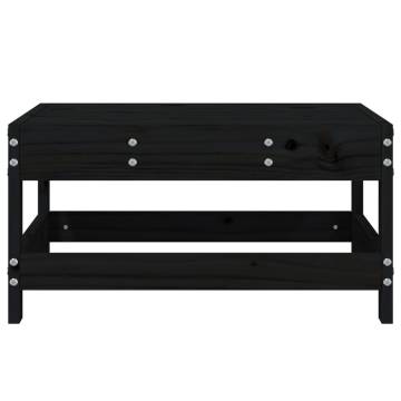 Black Solid Wood Pine Garden Footstool - Stylish & Durable