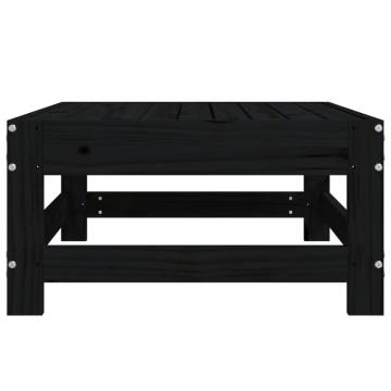 Black Solid Wood Pine Garden Footstool - Stylish & Durable