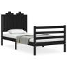 Black Single Solid Wood Bed Frame with Headboard | Hipo Market