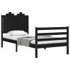 Black Single Solid Wood Bed Frame with Headboard | Hipo Market