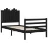 Black Single Solid Wood Bed Frame with Headboard | Hipo Market