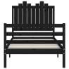 Black Single Solid Wood Bed Frame with Headboard | Hipo Market