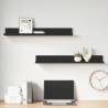 Wall Shelves 2 pcs Black - 80x11x9 cm Solid Pine Wood