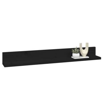 Wall Shelves 2 pcs Black - 80x11x9 cm Solid Pine Wood