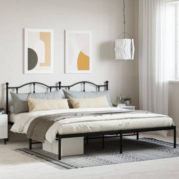 Metal Bed Frame with Headboard Black 200x200 cm - HipoMarket