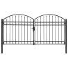 Fence Gate Double Door with Arched Top Steel 300x125 cm Black Size 300 x 125 cm 