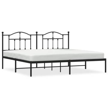 Metal Bed Frame with Headboard Black 200x200 cm - HipoMarket