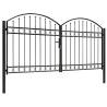 Elegant Arched Top Double Steel Fence Gate - 300x125 cm Black