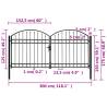 Elegant Arched Top Double Steel Fence Gate - 300x125 cm Black