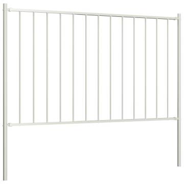 Durable White Powder-coated Steel Fence Panel with Posts - 1.7x1.25m