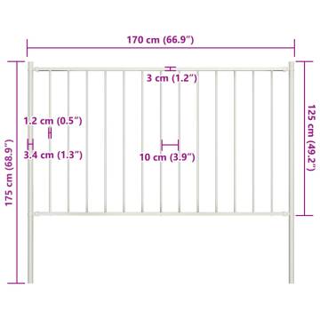 Durable White Powder-coated Steel Fence Panel with Posts - 1.7x1.25m