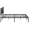 Metal Bed Frame with Headboard Black 200x200 cm - HipoMarket