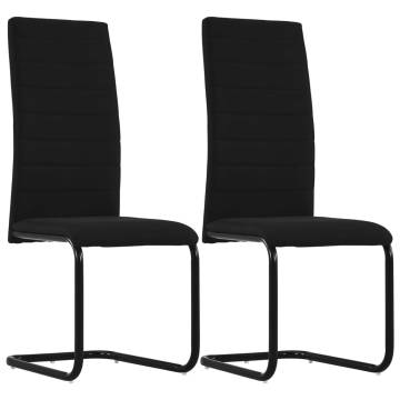 Cantilever Dining Chairs 2 pcs - Modern Black Fabric Set