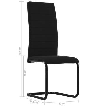 Cantilever Dining Chairs 2 pcs - Modern Black Fabric Set