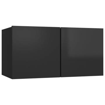 Hanging TV Cabinet High Gloss Black - Modern Design 60x30x30 cm