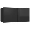 Hanging TV Cabinet High Gloss Black - Modern Design 60x30x30 cm