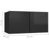 Hanging TV Cabinet High Gloss Black - Modern Design 60x30x30 cm