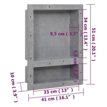 Shower Niche with 2 Compartments - Matt Grey | Hipo Market