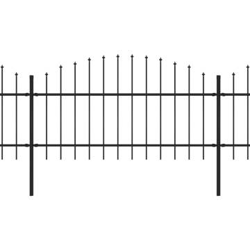 Garden Fence with Spear Top Steel - 1-1.25x13.6m Black