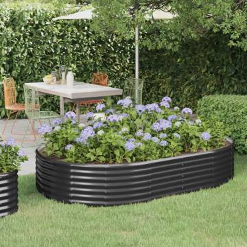 Garden Raised Bed Powder-coated Steel 214x140x36 cm - Anthracite