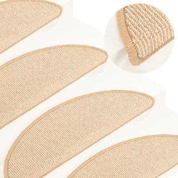 Cream Carpet Stair Treads - 15 Pcs | Non-Slip & Washable