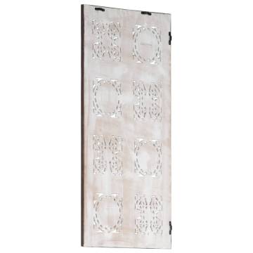 Elegant Hand-Carved Wall Panel - Brown & White 40x80 cm