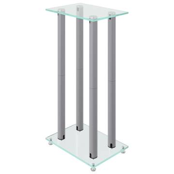 Silver Speaker Stands 2pcs - Durable Tempered Glass Design