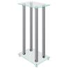 Silver Speaker Stands 2pcs - Durable Tempered Glass Design