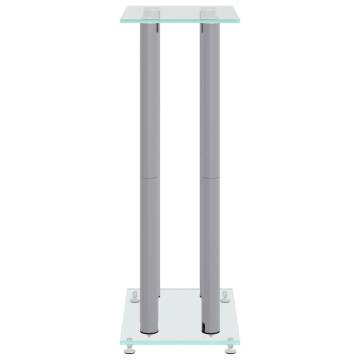 Silver Speaker Stands 2pcs - Durable Tempered Glass Design