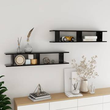 Stylish Black Wall Shelf Set - 105x18x20 cm | Hipo Market