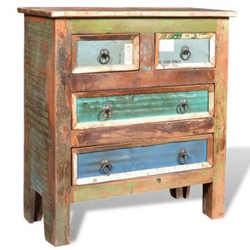 Reclaimed Solid Wood Cabinet with 4 Drawers - Unique Storage