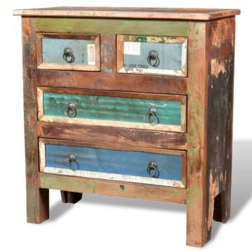 Reclaimed Solid Wood Cabinet with 4 Drawers - Unique Storage