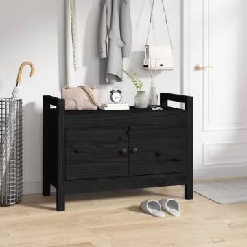 Hall Bench Black 80x40x60 cm - Solid Pine Wood Storage