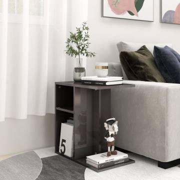 High Gloss Grey Side Table - Modern Design 50x30x50 cm