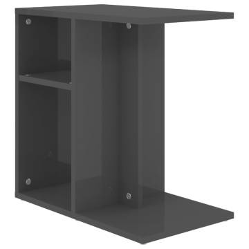 High Gloss Grey Side Table - Modern Design 50x30x50 cm