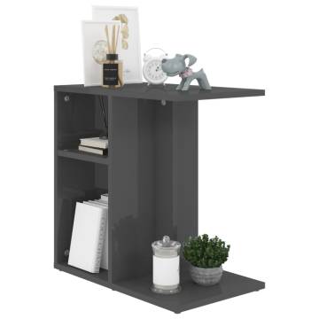 High Gloss Grey Side Table - Modern Design 50x30x50 cm