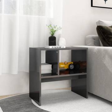 High Gloss Grey Side Table - Modern Design 50x30x50 cm