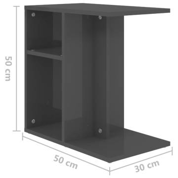 High Gloss Grey Side Table - Modern Design 50x30x50 cm