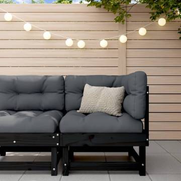 Garden Corner Sofa - Black Solid Wood Pine | HipoMarket