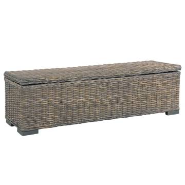 Stylish Grey Kubu Rattan Storage Box | 120 cm Solid Mango Wood