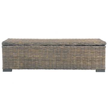 Stylish Grey Kubu Rattan Storage Box | 120 cm Solid Mango Wood