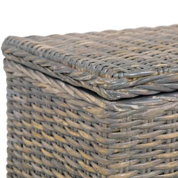 Stylish Grey Kubu Rattan Storage Box | 120 cm Solid Mango Wood