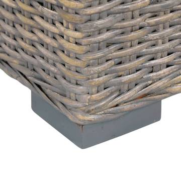 Stylish Grey Kubu Rattan Storage Box | 120 cm Solid Mango Wood