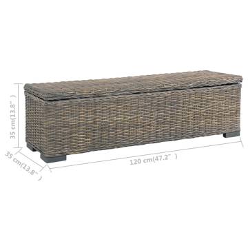 Stylish Grey Kubu Rattan Storage Box | 120 cm Solid Mango Wood