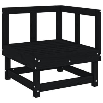 Garden Corner Sofa - Black Solid Wood Pine | HipoMarket