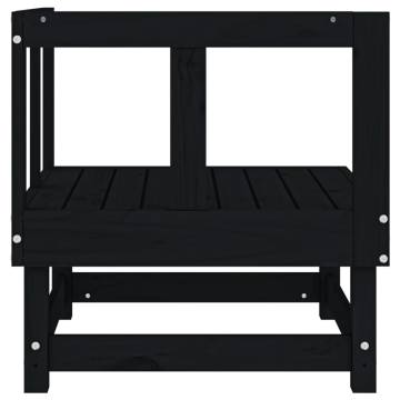 Garden Corner Sofa - Black Solid Wood Pine | HipoMarket