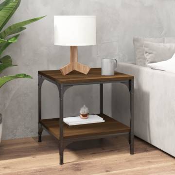 Stylish Brown Oak Side Table - 40x40 cm | HipoMarket UK