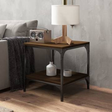 Stylish Brown Oak Side Table - 40x40 cm | HipoMarket UK